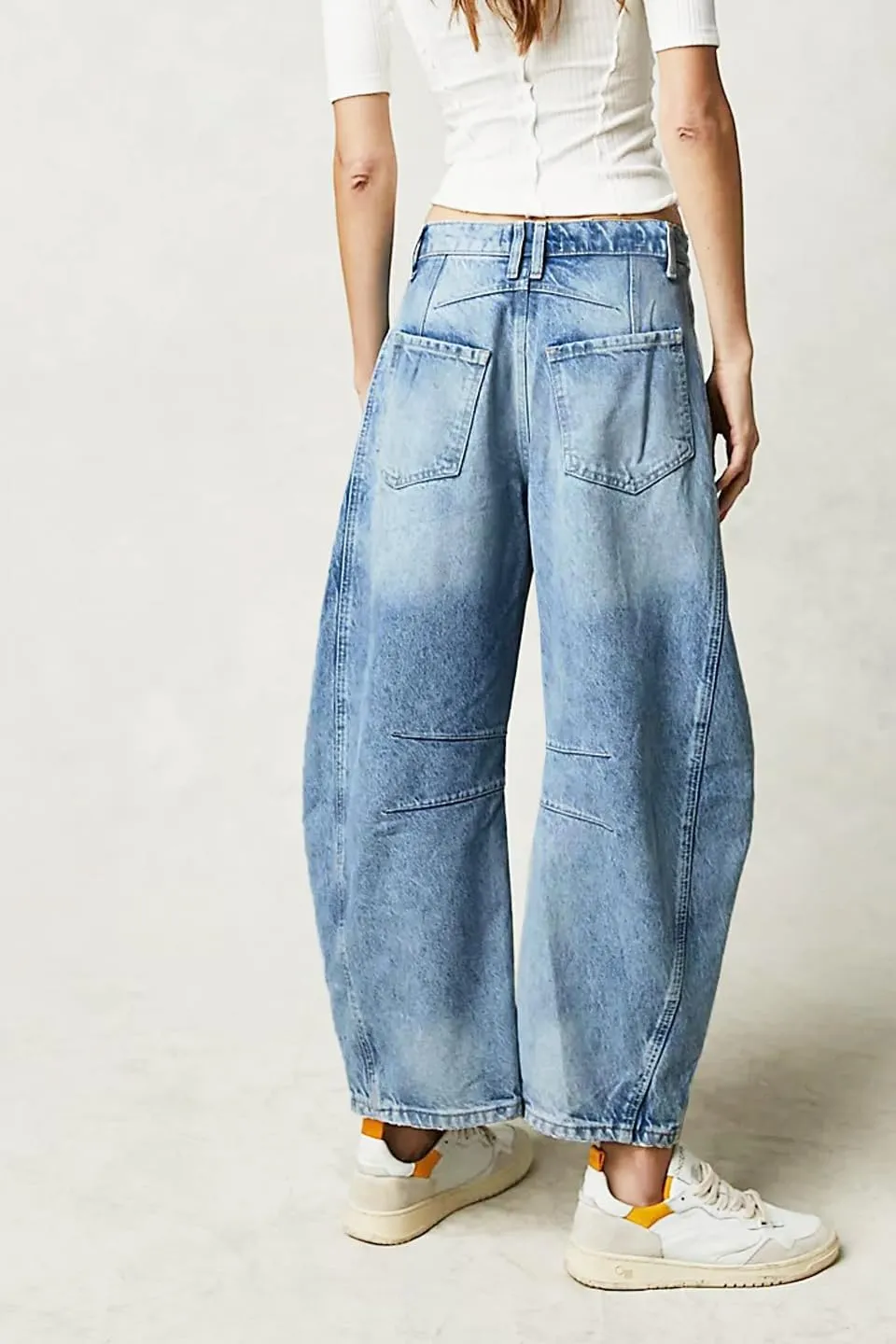 Womens Barrel Jeans Trendy 2024 Wide Leg Cropped Jeans Y2k Mid Rise Baggy Jeans Boyfriend Denim Pants Harem Pants