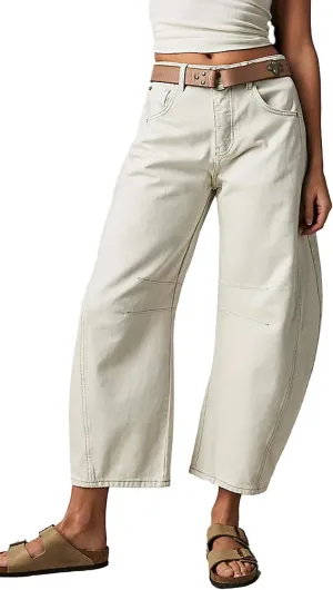 Womens Barrel Jeans Trendy 2024 Wide Leg Cropped Jeans Y2k Mid Rise Baggy Jeans Boyfriend Denim Pants Harem Pants