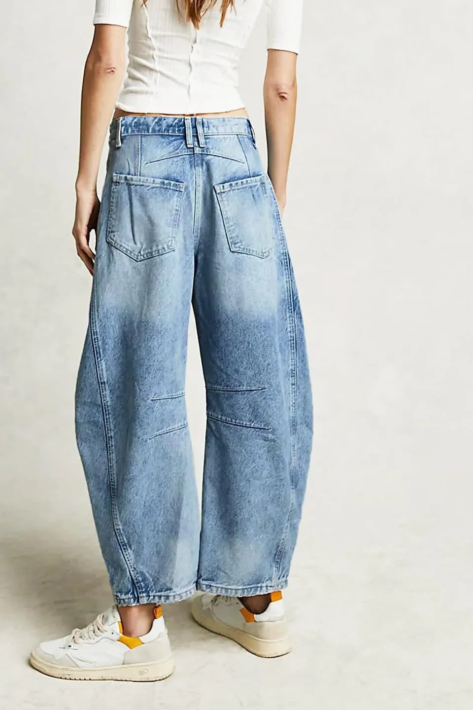 Womens Barrel Jeans Trendy 2024 Wide Leg Cropped Jeans Y2k Mid Rise Baggy Jeans Boyfriend Denim Pants Harem Pants