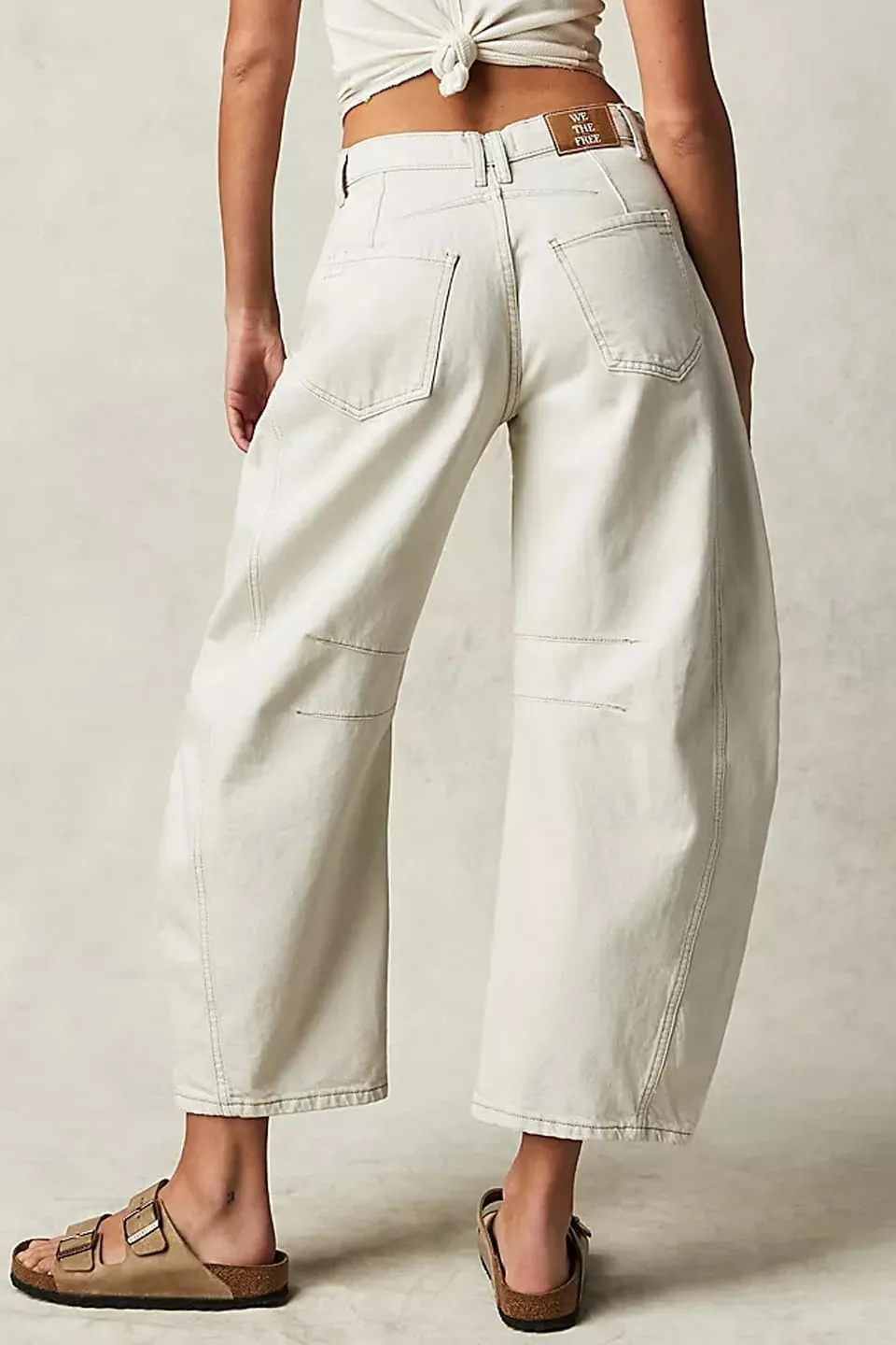 Womens Barrel Jeans Trendy 2024 Wide Leg Cropped Jeans Y2k Mid Rise Baggy Jeans Boyfriend Denim Pants Harem Pants