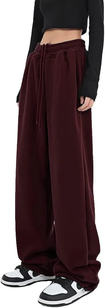 Women's Casual Wide Leg Sweatpants Loose Yoga Pants Comfy Lounge Jogger Baggy Sweatpants with Pockets