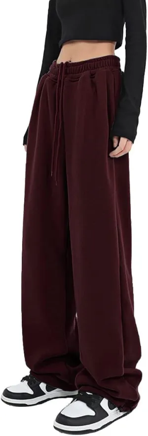 Women's Casual Wide Leg Sweatpants Loose Yoga Pants Comfy Lounge Jogger Baggy Sweatpants with Pockets