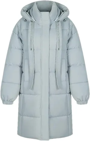 Women's Drawstring Hooded Warm Parka Coat Vintage Long Oversize Cotton-Padded Jacket