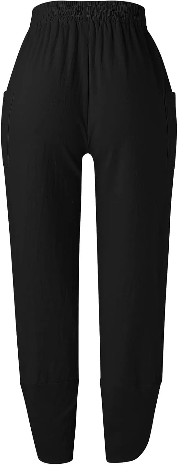 Womens Fashion Long Pant Elastic Waist High Waist Casual Trousers Womens Plus Size Casual Pants Suits for Wedding