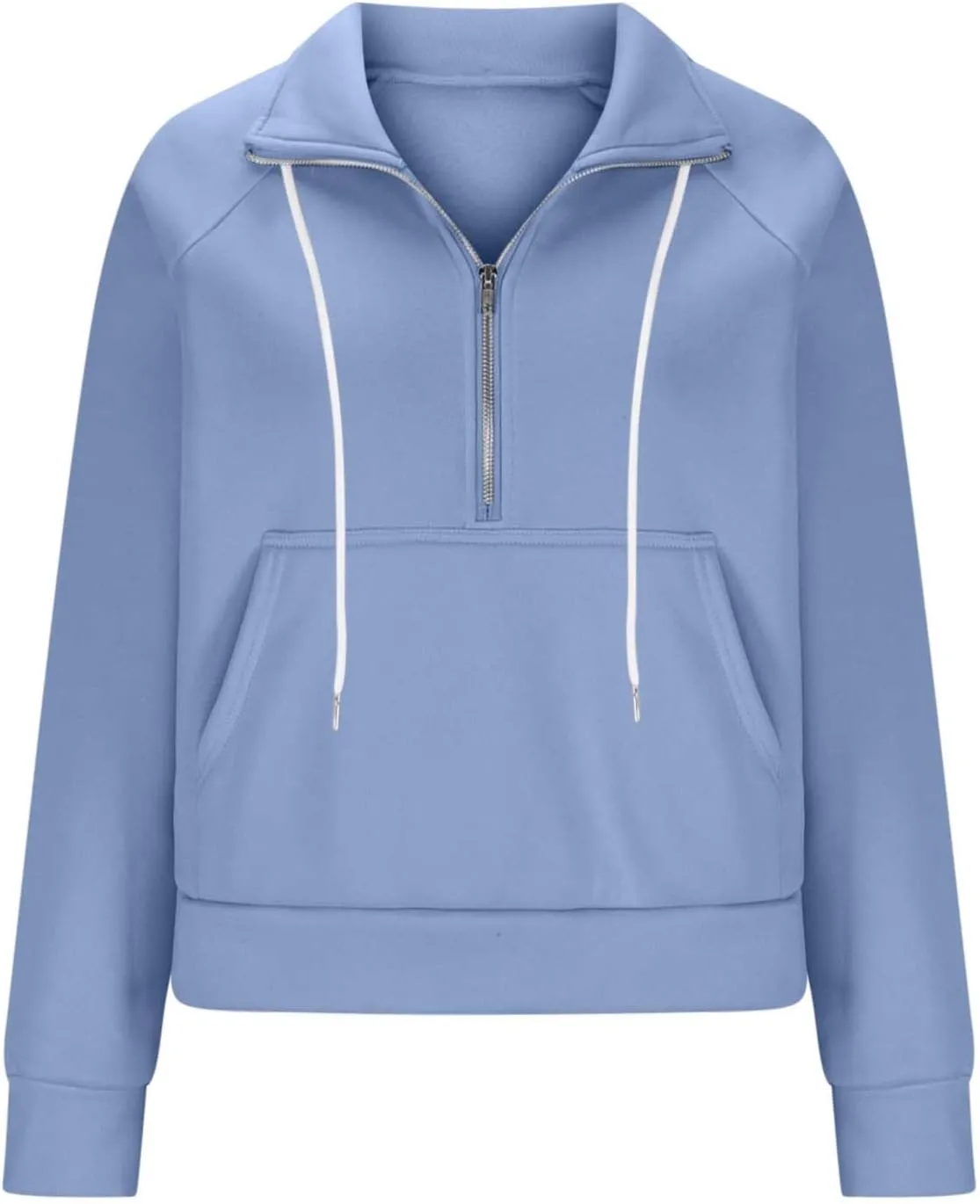 Womens Hoodies 1/2 Zipper Sweatshirts Long Sleeve Crop Tops Fleece Lined Collar Pullover Sweater Thumb Hole Shirts