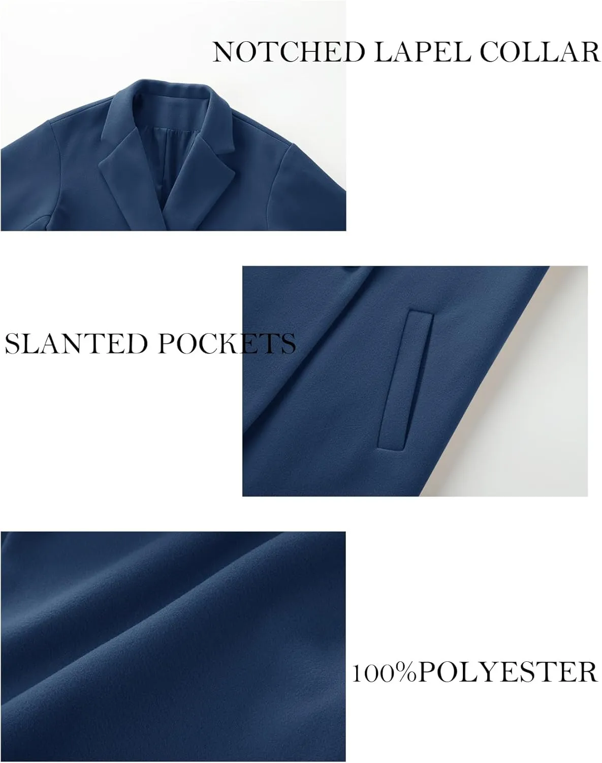 Women's Notch Lapel Double Breasted Pea Coat Mid Long Fall Winter Trench Overcoat