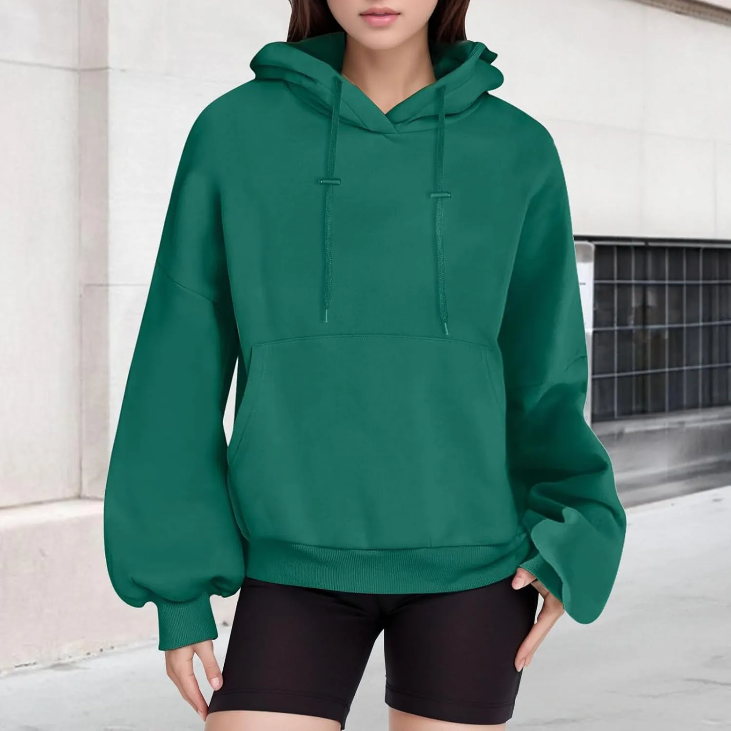 Womens Oversized Hoodies Loose Fit Fleece Sweatshirts Autumm Pullover Sweaters Teen Girls Preppy Top Clothes Womens Fall