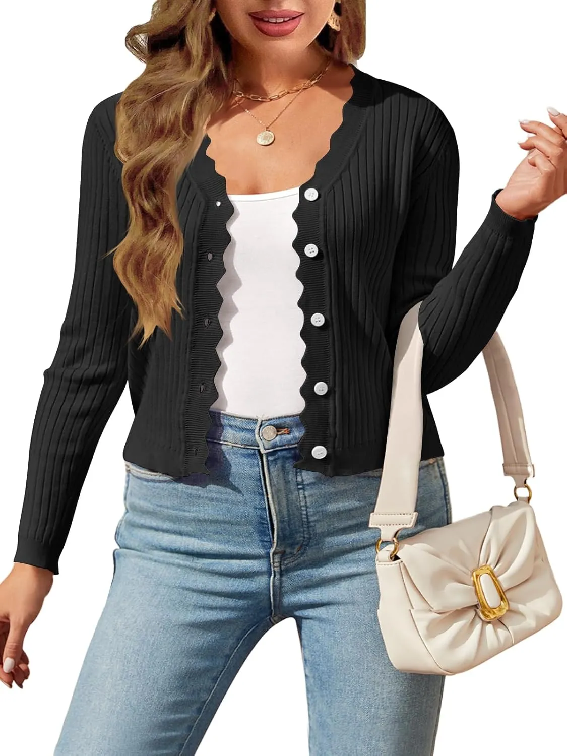 Womens Plus Size Cropped Cardigan Knit Shrugs for Dresses Tops V Neck Button Down Cardigans Sweaters