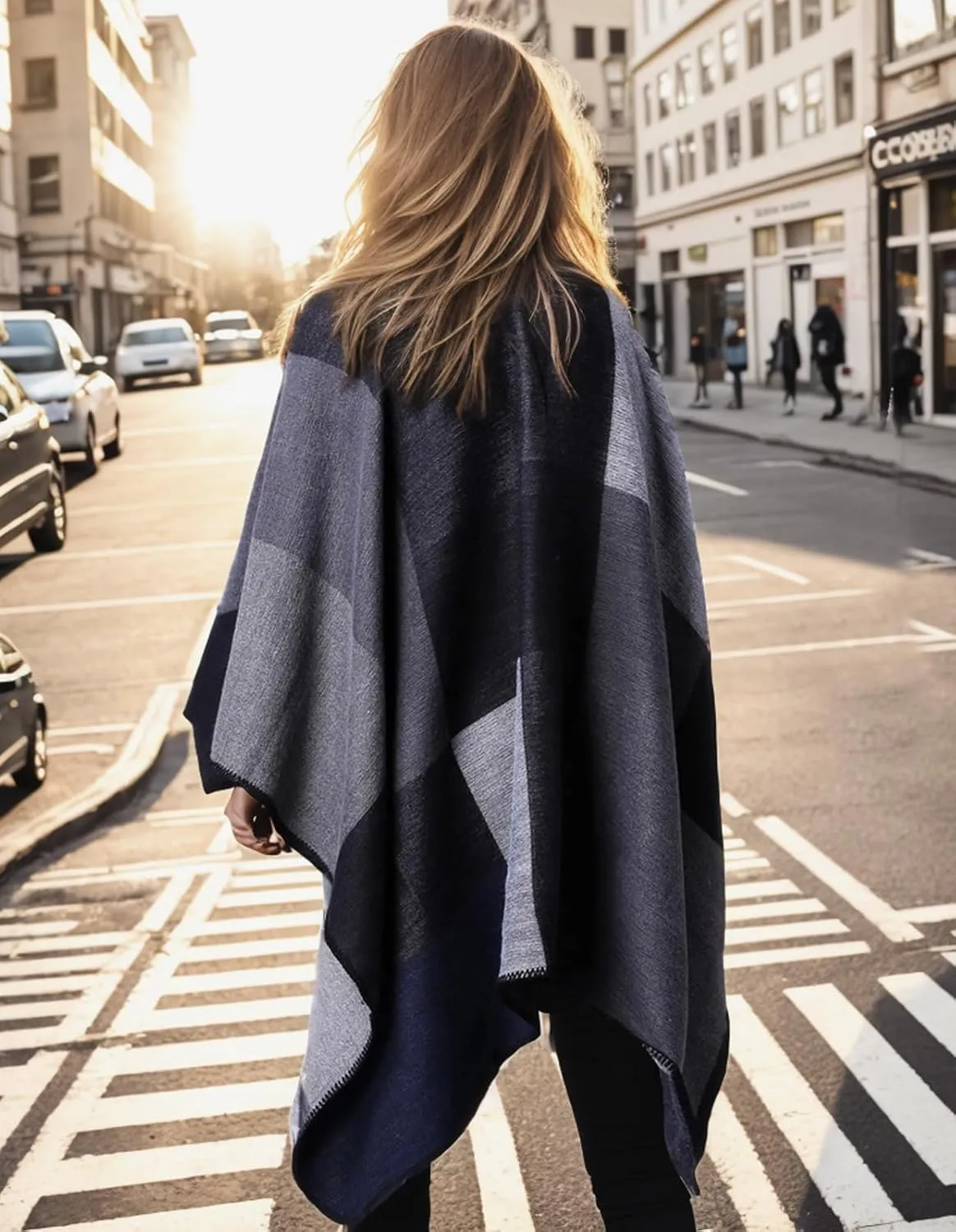 Women's Shawl Wraps Open Front Poncho Cape Oversized Sweaters Casual Cardigan Shawls for Fall Winter