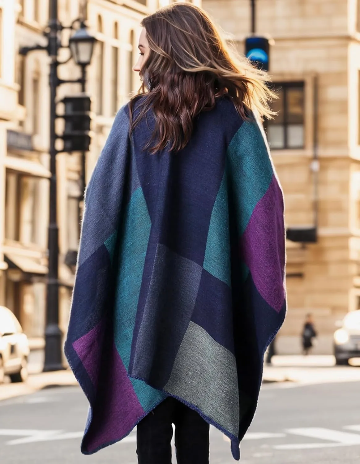 Women's Shawl Wraps Open Front Poncho Cape Oversized Sweaters Casual Cardigan Shawls for Fall Winter