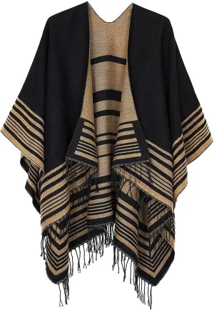 Women's Shawl Wraps Open Front Poncho Cape Oversized Sweaters Casual Cardigan Shawls for Fall Winter