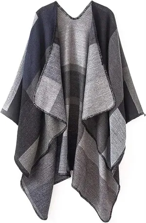 Women's Shawl Wraps Open Front Poncho Cape Oversized Sweaters Casual Cardigan Shawls for Fall Winter