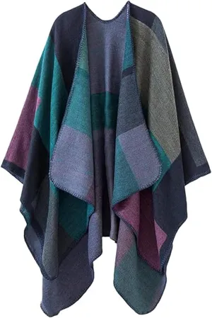 Women's Shawl Wraps Open Front Poncho Cape Oversized Sweaters Casual Cardigan Shawls for Fall Winter