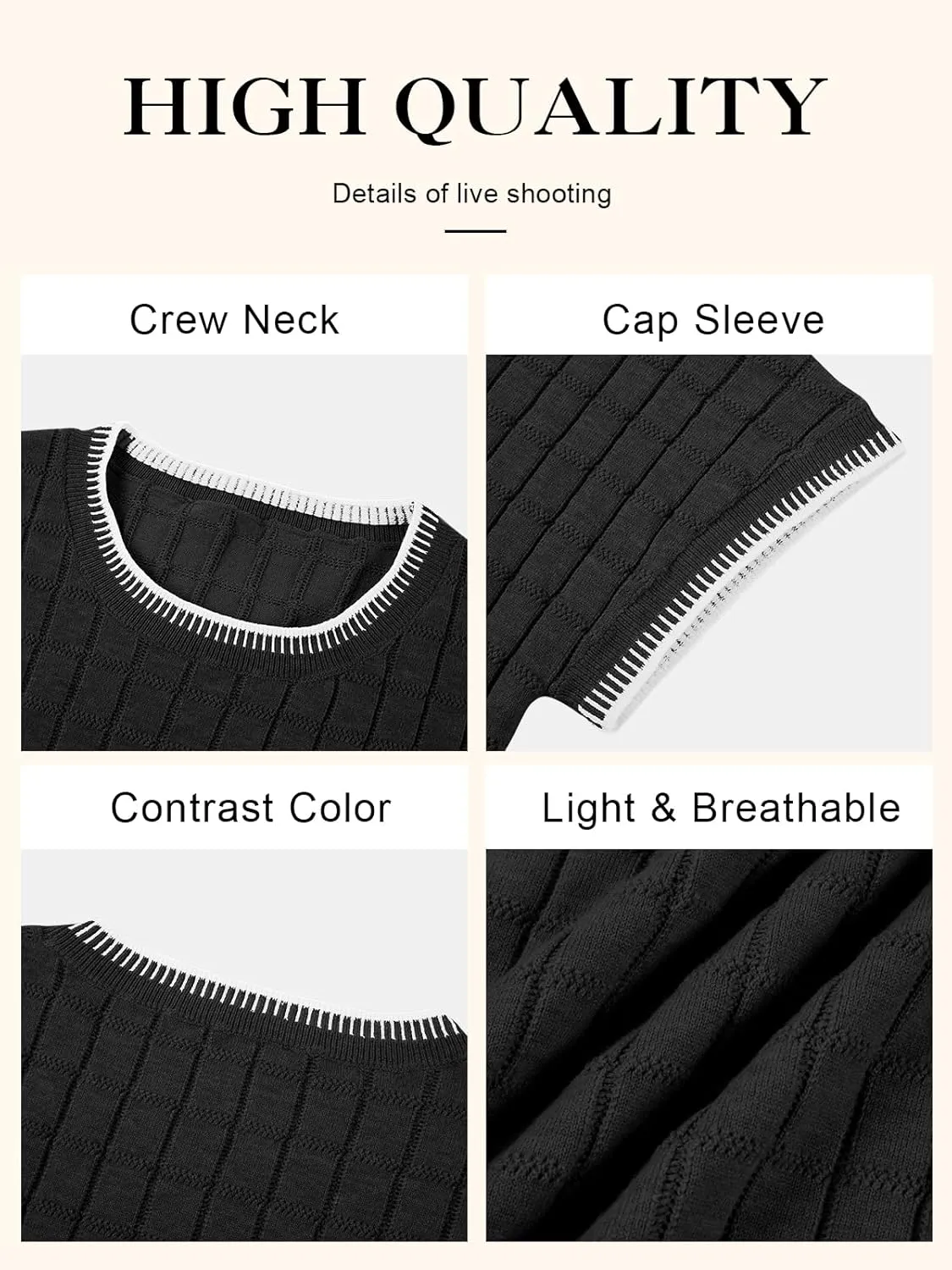 Womens Short Sleeve Sweater Crewneck Vest Tops Trendy Casual Crochet Sweaters for Women Spring Summer 2025