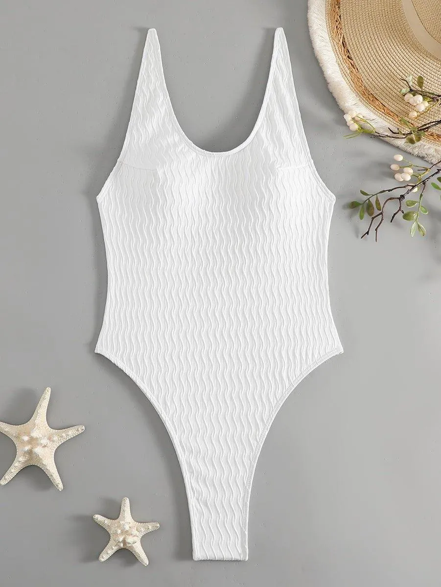 Women's White One-Piece Swimsuit - GFIT SPORTS | Sexy Beachwear Poolside Swimwear