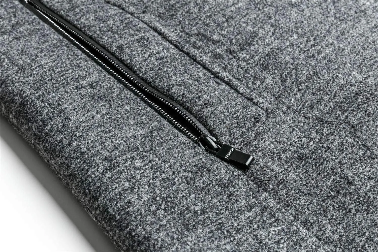 WULFUL Mens Wool Blend Winter Coat Slim Fit Short Trenchcoat Warm Business Jacket with Detachable Soft Wool Scarf