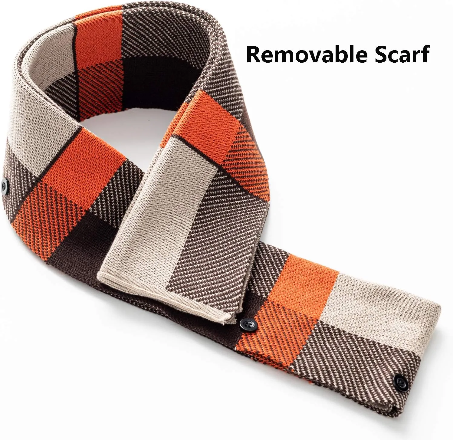 WULFUL Mens Wool Blend Winter Coat Slim Fit Short Trenchcoat Warm Business Jacket with Detachable Soft Wool Scarf