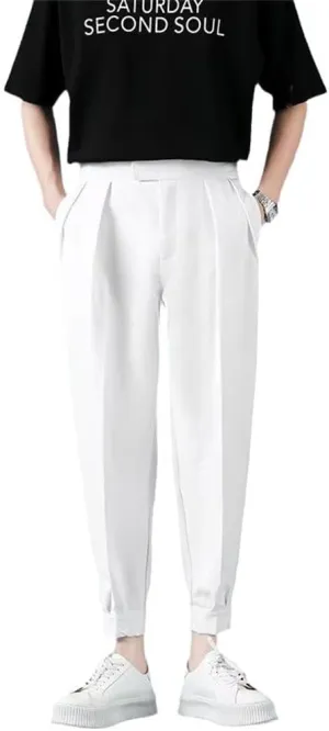 Xingfenly Pleats Men' Casual Harem Pants Japanese Style Loose Male Feet Solid Color Youth Trousers Streetwear