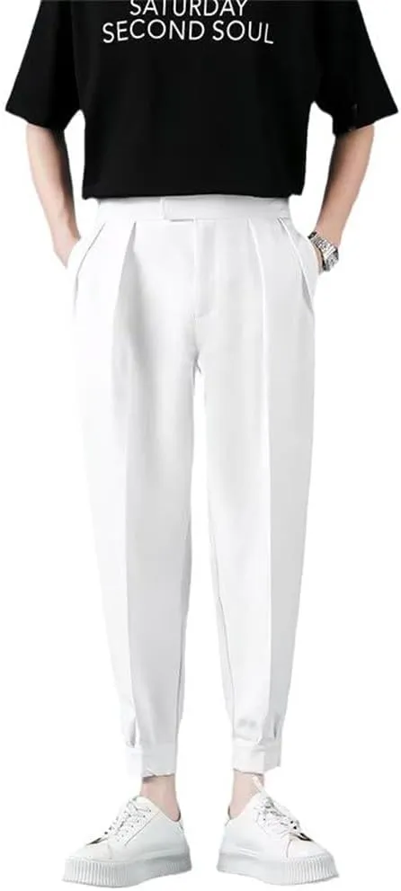 Xingfenly Pleats Men' Casual Harem Pants Japanese Style Loose Male Feet Solid Color Youth Trousers Streetwear