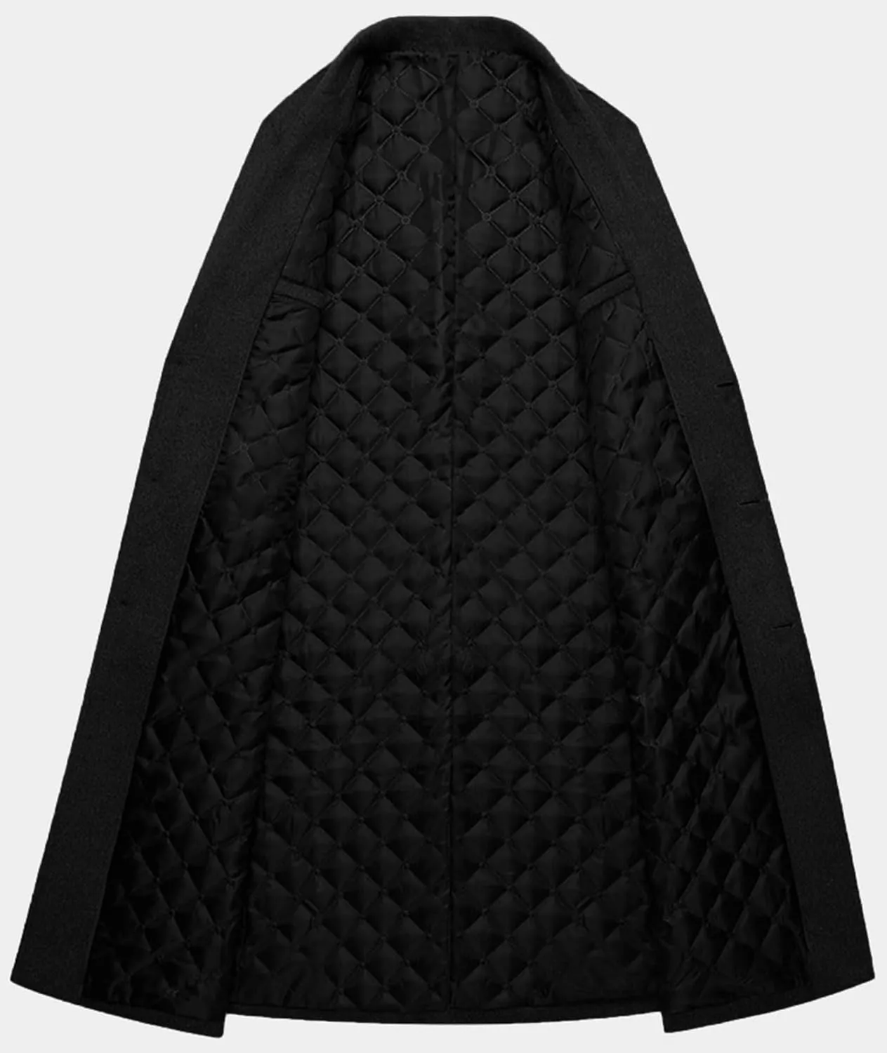 xxxiticat Men's Winter Trench Coat Long Sleeve Notch Lapel Single Breasted Quilted Cotton Long Overcoat Jacket Wool Pea Coat