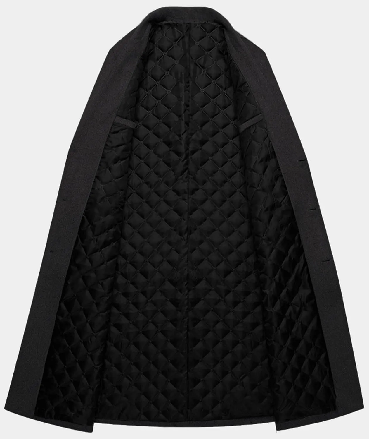xxxiticat Men's Winter Trench Coat Long Sleeve Notch Lapel Single Breasted Quilted Cotton Long Overcoat Jacket Wool Pea Coat