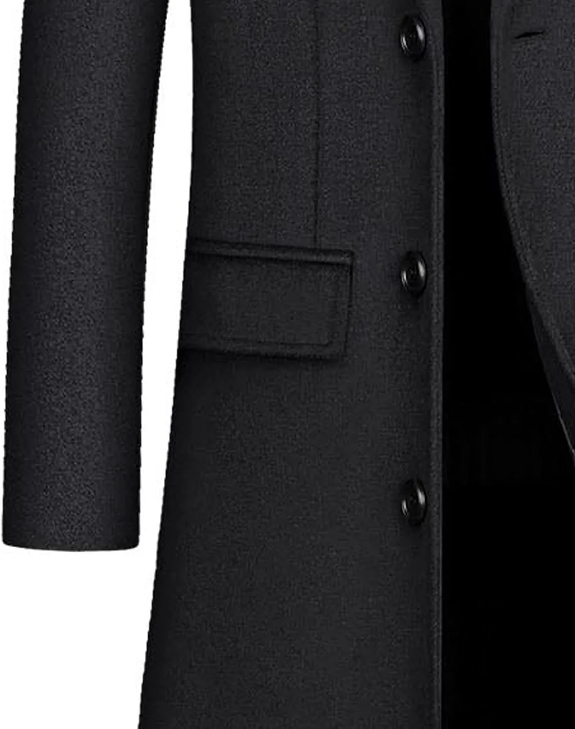 xxxiticat Men's Winter Trench Coat Long Sleeve Notch Lapel Single Breasted Quilted Cotton Long Overcoat Jacket Wool Pea Coat