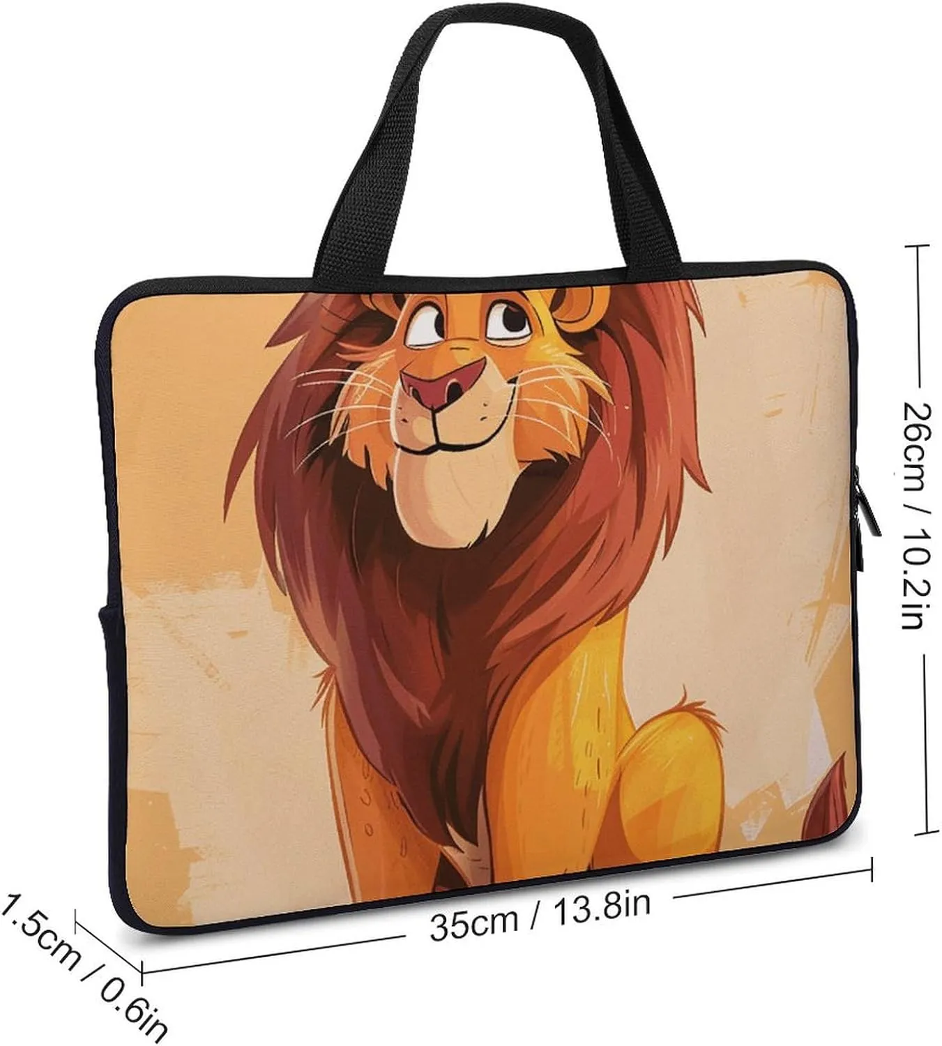 Yellow Cartoon Lion Laptop Bag Durable Laptop Sleeve Water-Resistant Notebook Bag for Computer Or Tablet
