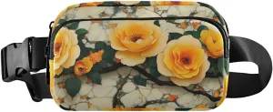 Yellow Flowers Fanny Pack Water Resistant, Women Men Waist Pack Sling Bag Purse for Travel Hiking