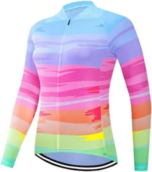 YIBIMOTTO Women's Cycling Jersey Long Sleeve Quick Dry Mountain Bike Shirts Running Bicycle Clothes Full Zipper Back Pockets