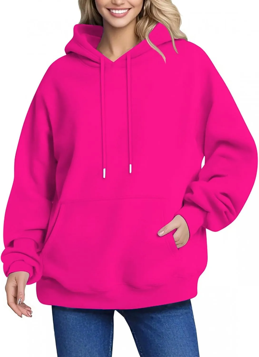 YUTANRAL Hoodies for Women Trendy Solid Color Long Sleeve Tops Womens Fashion Oversized Sweatshirt Pullover With Pocket