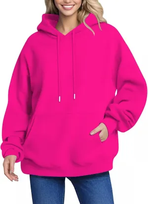 YUTANRAL Hoodies for Women Trendy Solid Color Long Sleeve Tops Womens Fashion Oversized Sweatshirt Pullover With Pocket