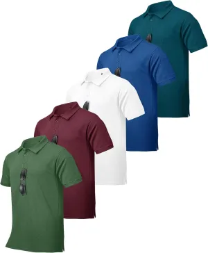 ZITY 5 Pack Tactical Polo Shirts for Men Golf Shirt Short Sleeve Athletic Performance Moisture Wicking Work Outdoor Tshirts