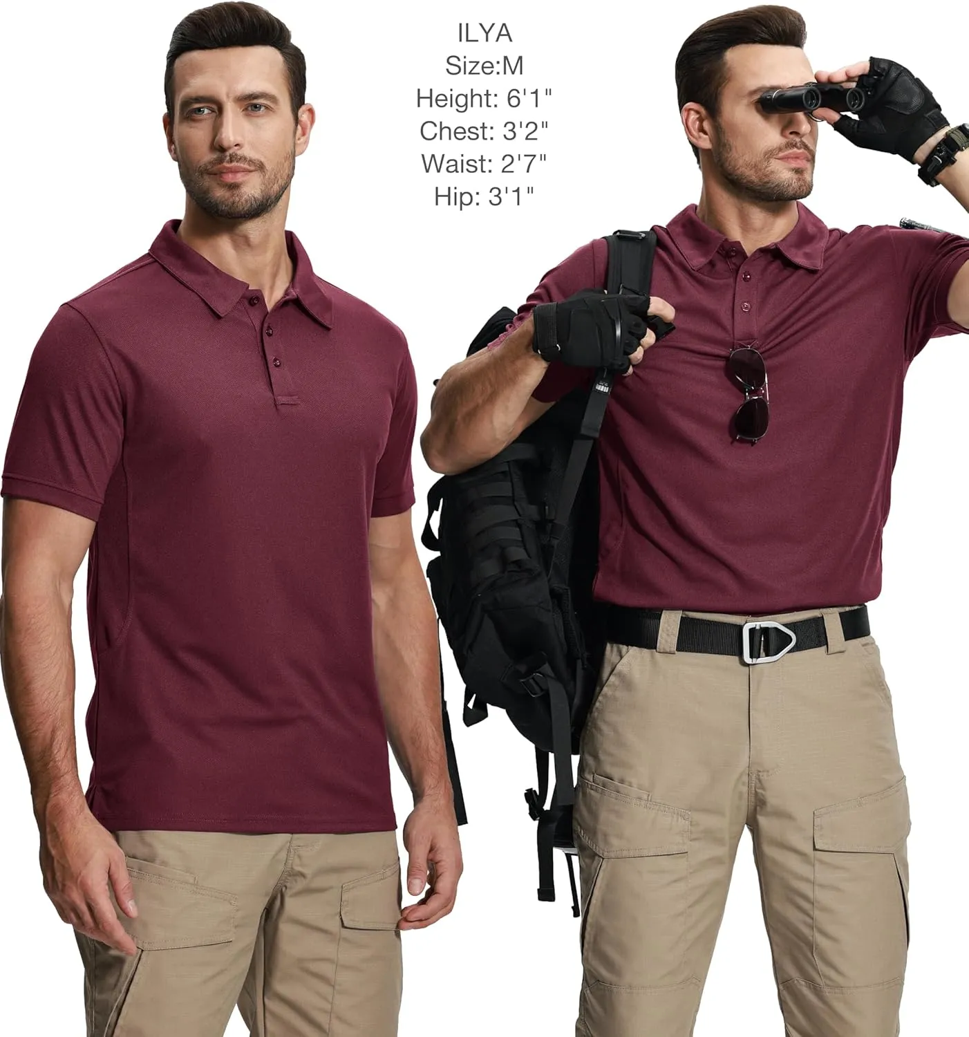 ZITY 5 Pack Tactical Polo Shirts for Men Golf Shirt Short Sleeve Athletic Performance Moisture Wicking Work Outdoor Tshirts